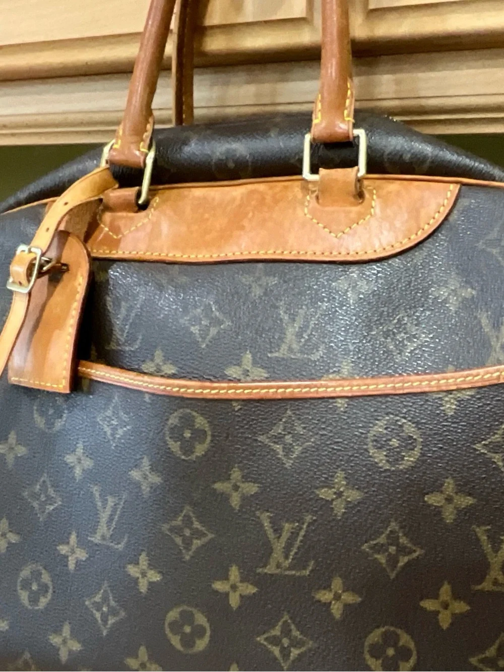 Louis Vuitton Brown Monogram Satchel with Tan Leather Trim